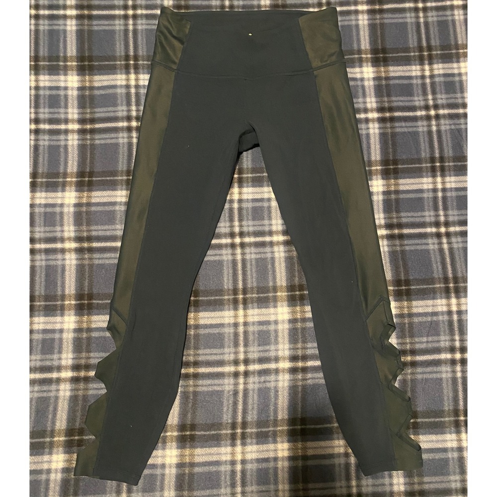 Athleta‎ High Rise Laser Cut Scallop Leggings Teal Green 158847-01 Small